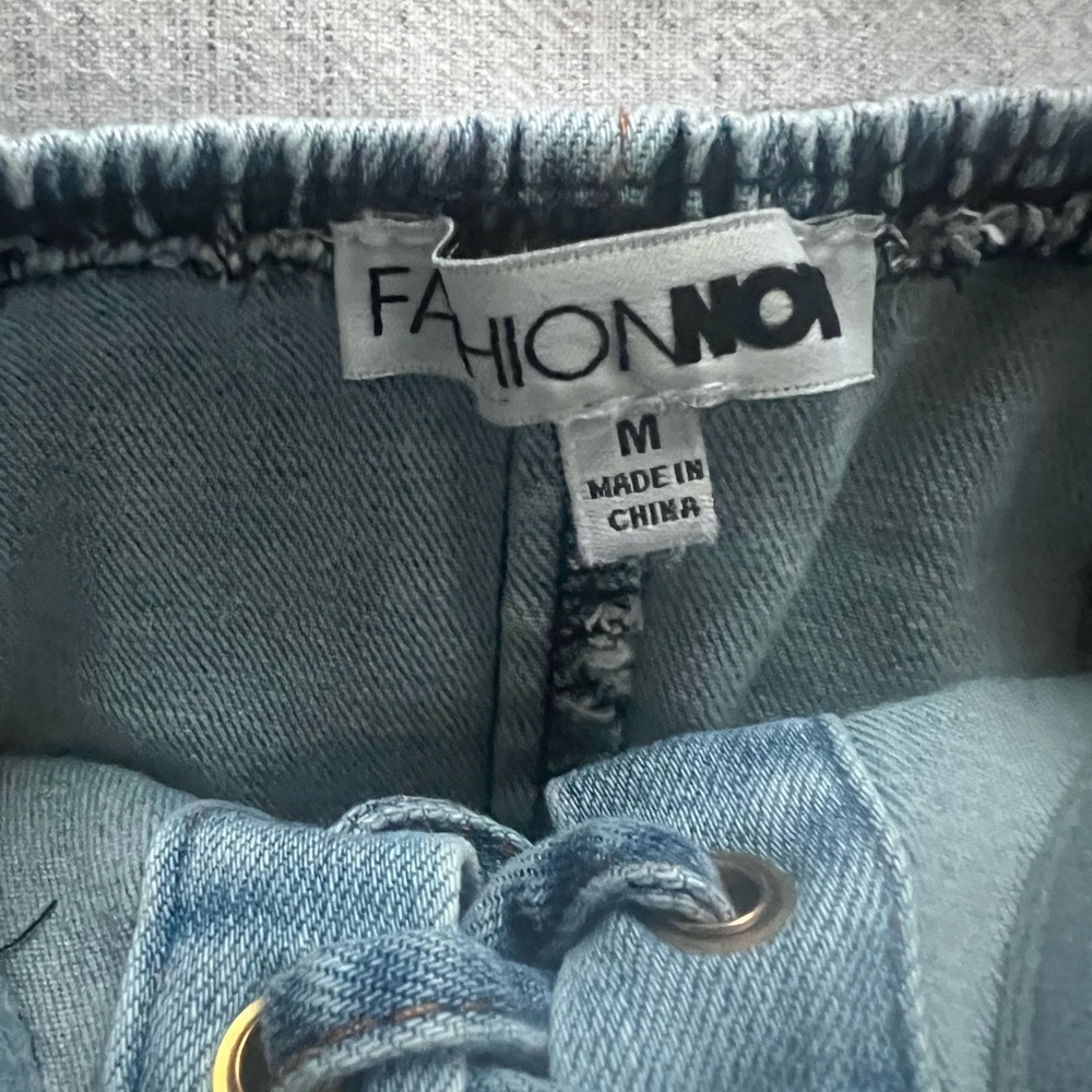 Fashion Nova Blue Lace-Up Denim Crop Top - Picture 5 of 7